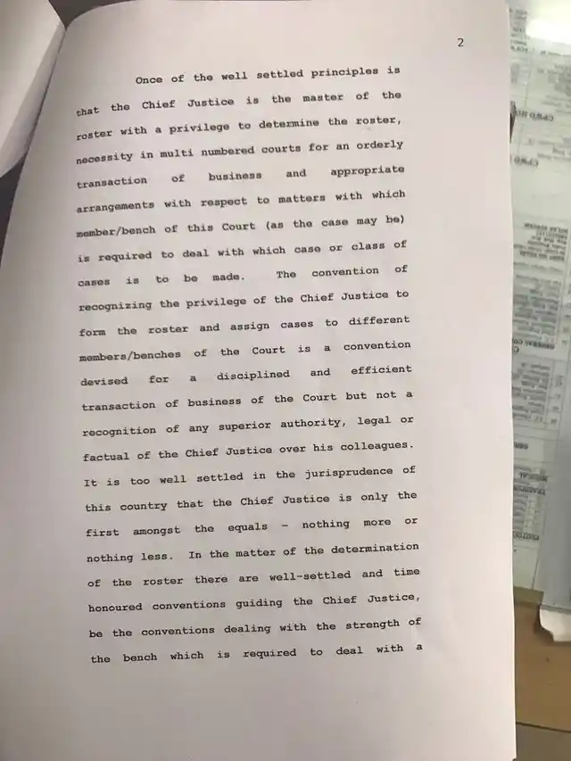 Letter from four sitting SC judges to CJI (Page 2 of 7).