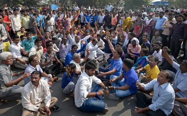 Dalits stage a protest against the atrocities against them on 1 January.