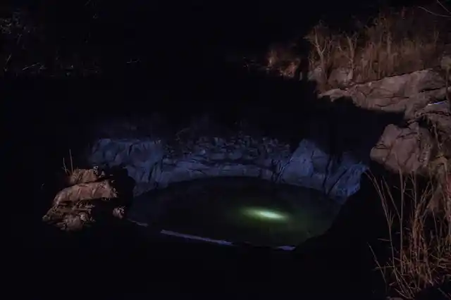The watering hole at night. 