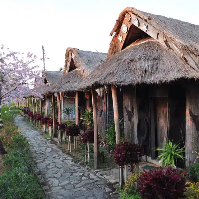 Small huts in Touphema Village, Nagaland.