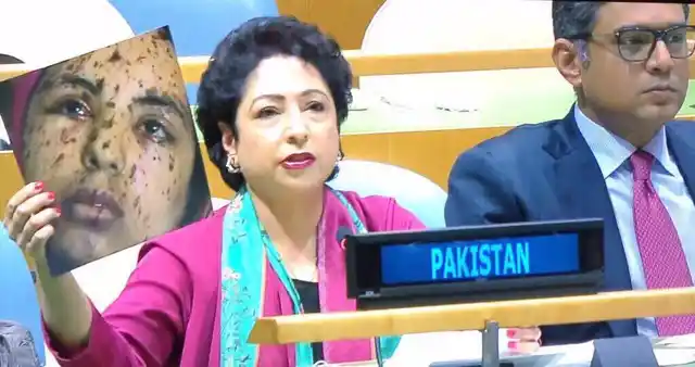 Pakistan permanent representative Maleeha Lodhi at UNGA displayed a picture of a grievously injured Gaza woman from the 2014 war claiming her to be a Kashmiri victim of Indian atrocities.<a href="https://www.outlookindia.com/magazine/issue/11564"></a>