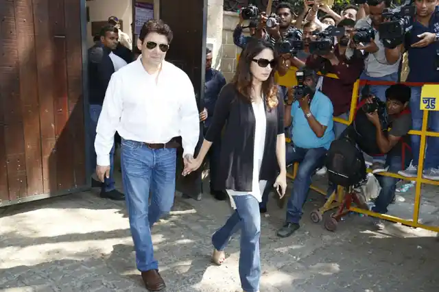 Madhuri Dixit Nene, along with her husband. 