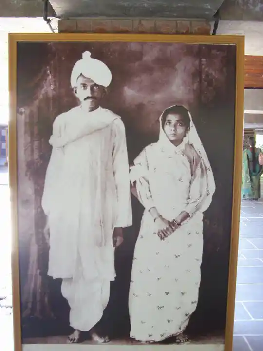 A young Mahatma Gandhi and Kasturba. 