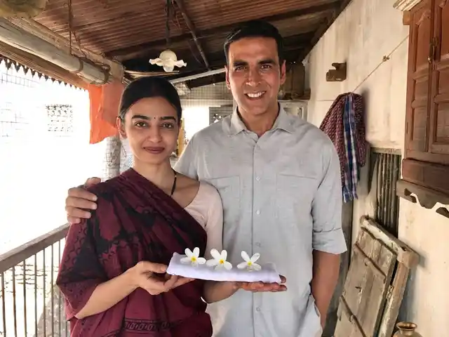 Akshay Kumar and Radkhika Apte in <i>PadMan.</i>