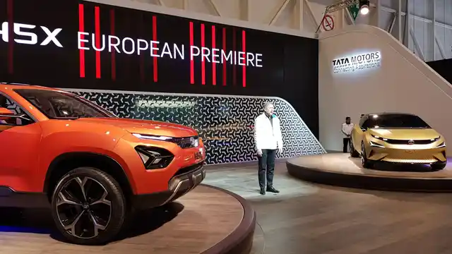 The Tata 45X hatchback (right) and H5X SUV at the Geneva Motor Show. 