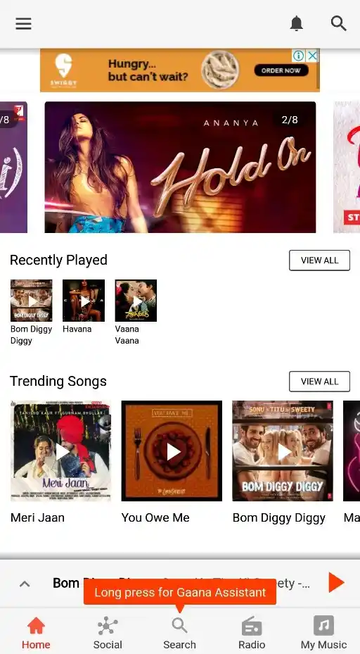 The Gaana music app comes with its own voice assistant called Gaana Assistant.