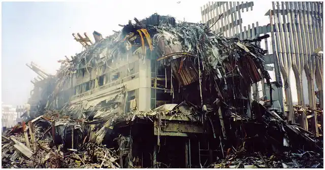 Remains of the Twin Towers after 9/11. 