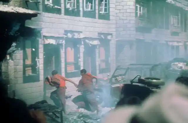 A still from the Tibetan uprising of 1987.