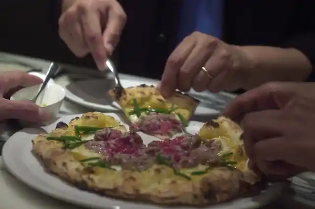 A Japanese-inspired pizza in Tokyo. 