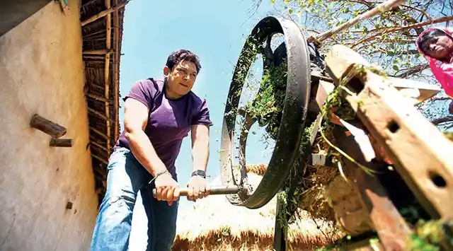 Rajesh Kumar in action on his farm in Barma.