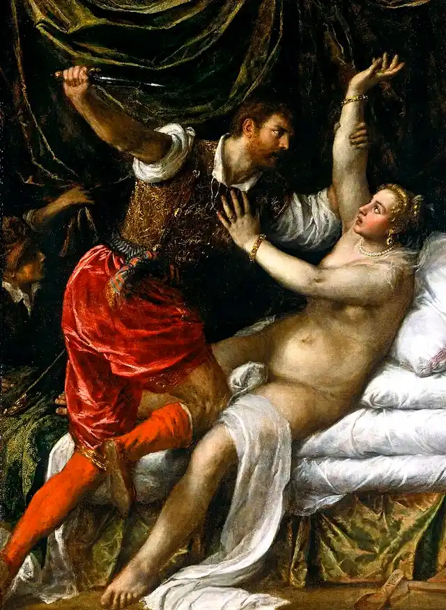<a href="https://en.wikipedia.org/wiki/Titian">Titian</a>‘s <i><a href="https://en.wikipedia.org/wiki/Tarquin_and_Lucretia">Tarquin and Lucretia</a></i> (1571)