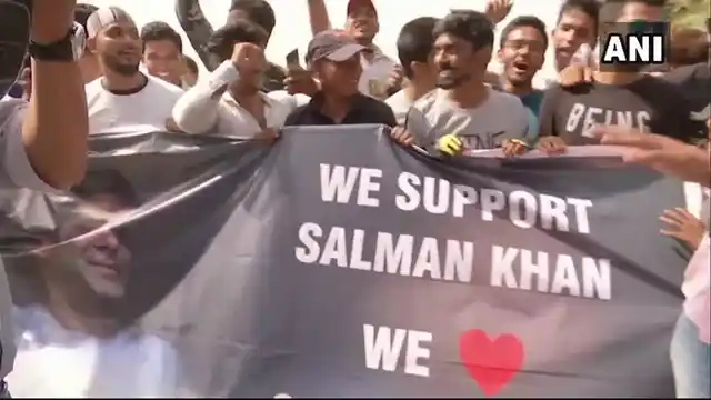 Salman Khan’s fans celebrating in Mumbai. 