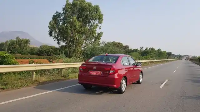 The rear of the Honda Amaze looks quite busy. 
