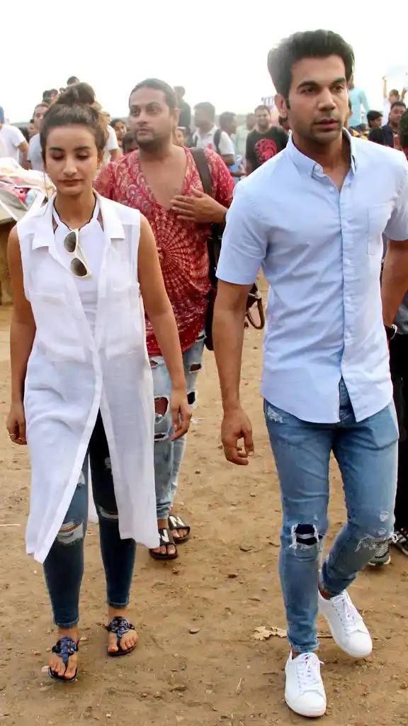 Rajkummar Rao with girlfriend Patralekhaa at the protest venue in Mumbai.
