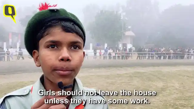 He studies in Class 8, and thinks that women are better off staying at home.