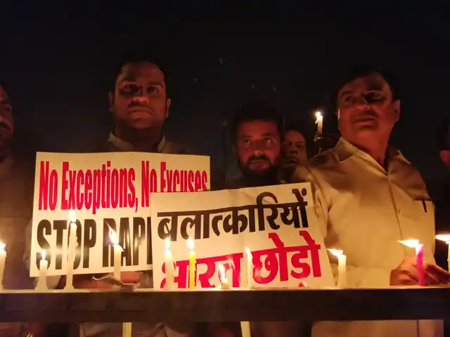 People protesting against the Kathua rape. 
