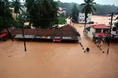 Mangaluru: A view of flooded roads of Mangaluru after heavy rains as monsoon entered early to the Karnataka on 29 May 2018. 