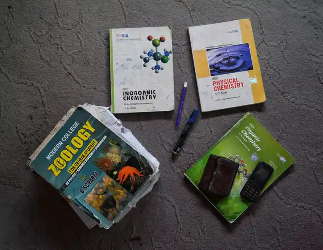 A collection of books and some personal items of Amir Hameed Lone.