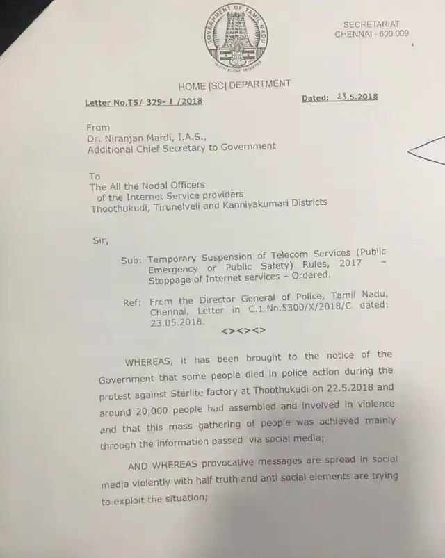 The internet suspension order.