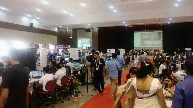 Students taking part in a hackathon to solve ministry problems. 