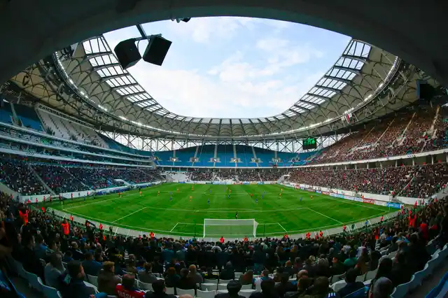 A view on the new the World Cup stadium during the Russian league soccer match between Rotor and Luch-Energiya in Volgograd, Russia. The stadium will hold group-stage games at the World Cup.