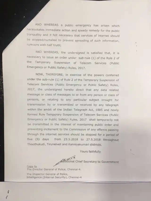 The internet suspension order.
