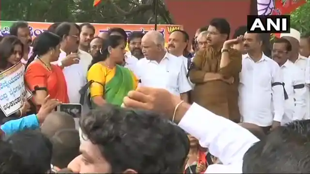 BJP organised protests in across against the Congress-JD(S) alliance.