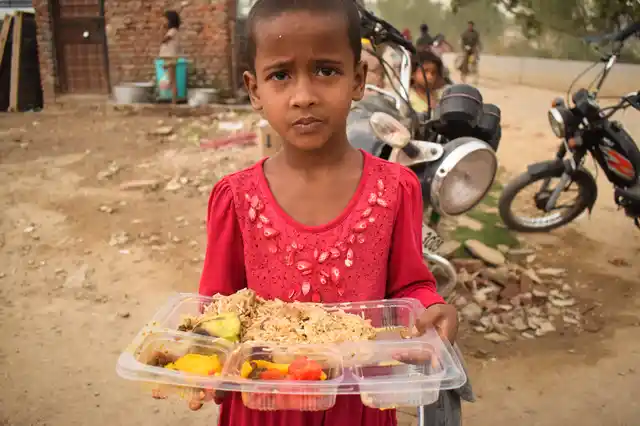 A child with her parcel.