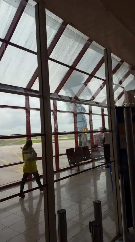 Thick smoke seen from the airport
