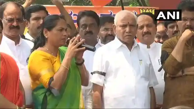 BJP organised an ‘Anti-People’s Mandate Day’ protests in Karnataka.