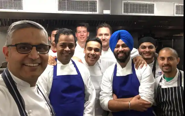 Atul Kochhar in a London kitchen.