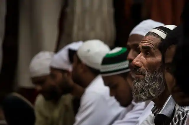 People waiting to break their fasts at dusk.