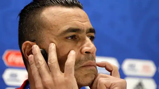Egypt captain Essam El Hadary listens to a question during a press conference on the eve of the group A match between Egypt and Uruguay.