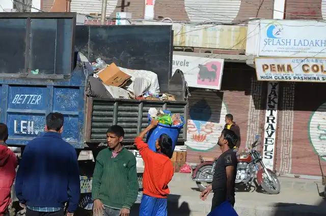 Waste from restaurants, hotels and households is collected every morning from the markets of Leh town to keep it clean. But this waste is dumped in the open without any treatment. Authorities in Leh said they are in the process of putting up a mechanism in place to treat waste. 