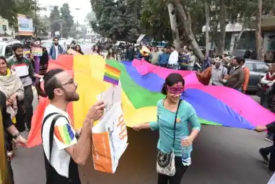Lucknow: LGBT (lesbian, gay, bisexual and transgender) supporters participate in Awadh Queer Pride Parade in Lucknow on Feb 11, 2018. (Photo: IANS)