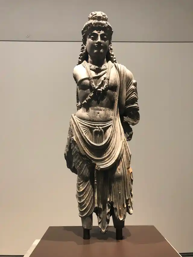 Bodhisattva in the Gandhara style of Kushan Empire, 100-300 CE.