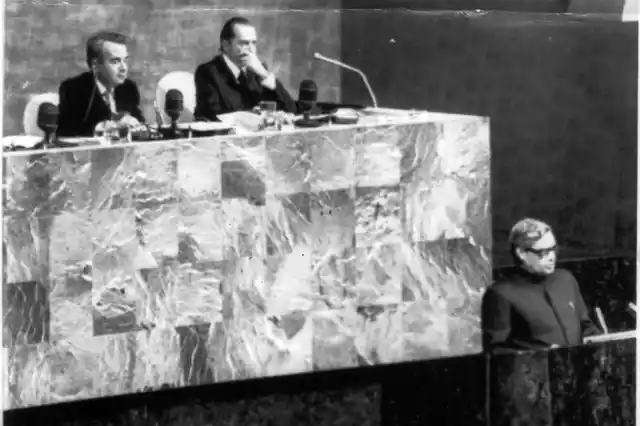 Atal Bihari Vajpayee addressing the UN General Assembly as India’s External Affairs Minister.