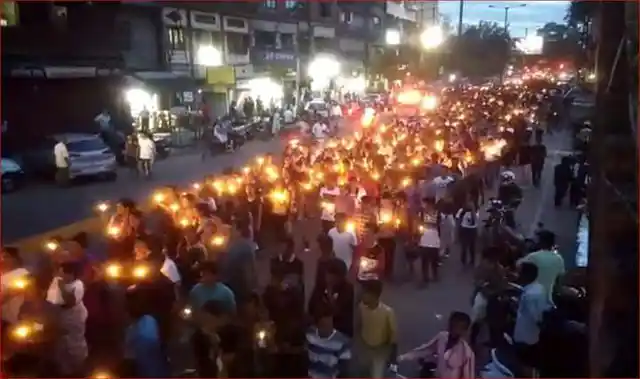 Protestors gathered in the city’s Chandmari area and shouted slogans demanding the resignation of Assam CM Sarbananda Sonowal, Scroll reported. 