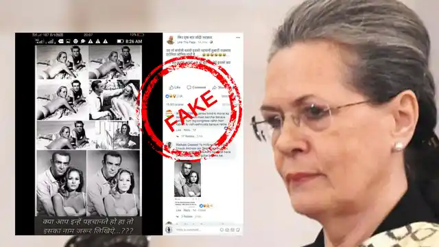 A Facebook post shows purported images of former Congress President Sonia Gandhi in beachwear. The images are actually of the actor Ursula Andress.
