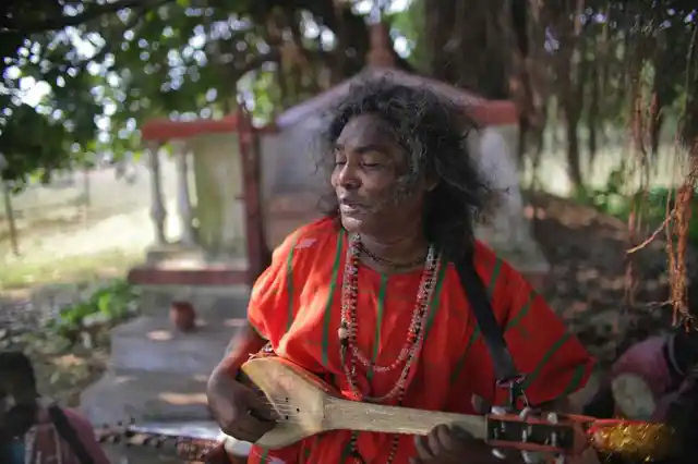 Tarak Das Baul, performs near Santiniketan, West Bengal. 