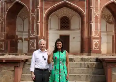 New Delhi: U.S. Ambassador to India Kenneth I. Juster and US Ambassador to the UN Nikki Haley during their visit to Humayun