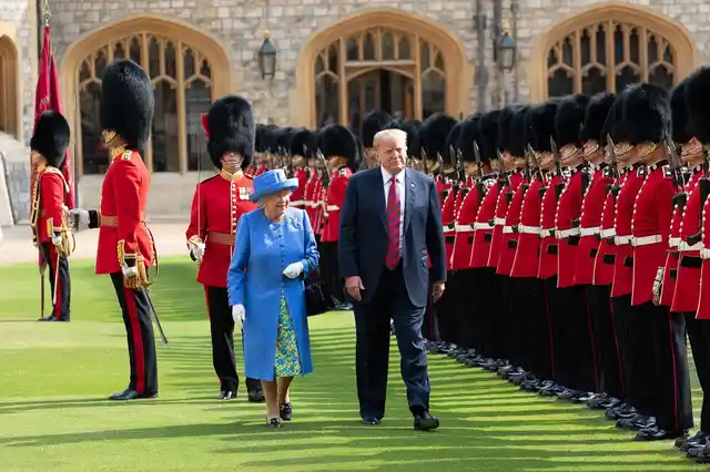 US President Donald Trump with Queen Elizabeth. 