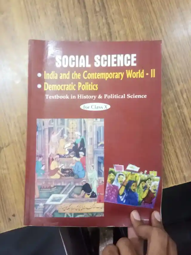 Image of the textbook in question titled <i>India and the Contemporary World II –Democratic Politics</i>.