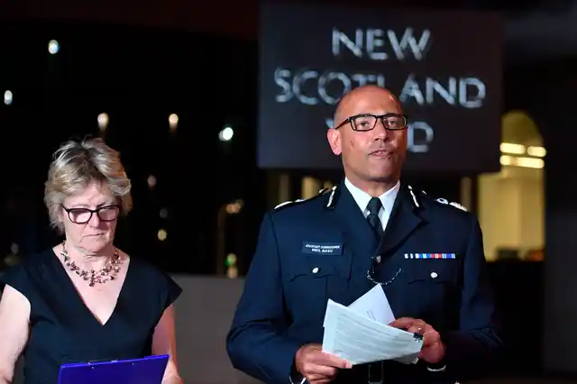 The UK’s head of counter-terrorism policing Neil Basu, right, and chief medical officer for England Dame Sally Davies, left. 