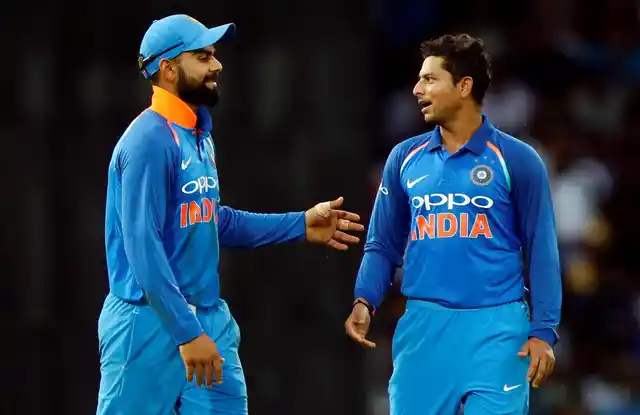 File photo of Kuldeep Yadav and Virat Kohli.