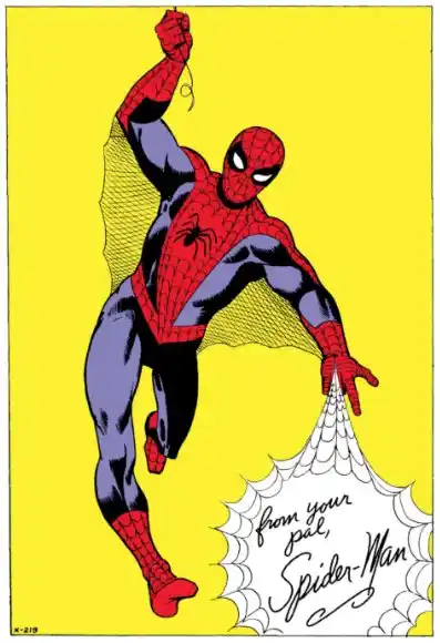 The look of Spider-Man -- the costume, the web-shooters, the red and blue design -- all came from Ditko.