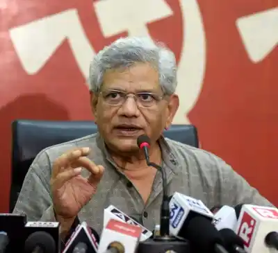 Kolkata: CPI-M General Secretary Sitaram Yechury addresses a press conference in Kolkata on July 12, 2018. (Photo: IANS)