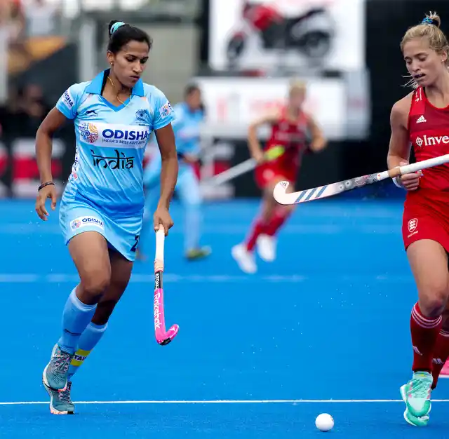 Rani Rampal during India’s opening match of the Women’s Hockey World Cup against England. 