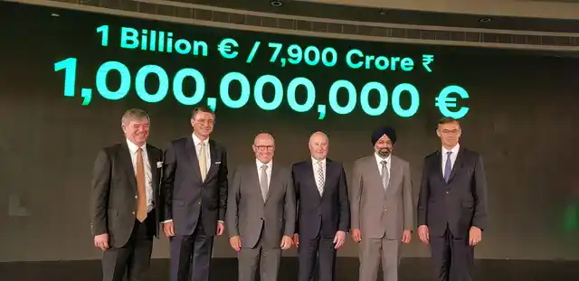 Skoda Auto management team announcing the 1 billion euro investment in India. 