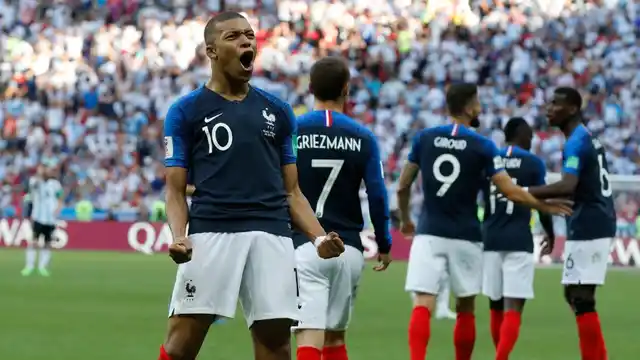 Mbappe scored two goals for France in the second half against Argentina. 